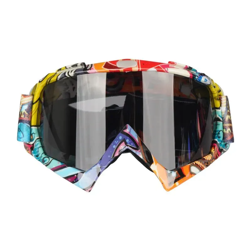 Amazing Water Transfer Technology Fancy Drawing Motorcycle Riding Glasses Dazzling Colorful Lens Anti Impact Motorbike Eyewear