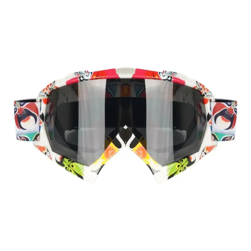 Amazing Water Transfer Technology Fancy Drawing Motorcycle Riding Glasses Dazzling Colorful Lens Anti Impact Motorbike Eyewear