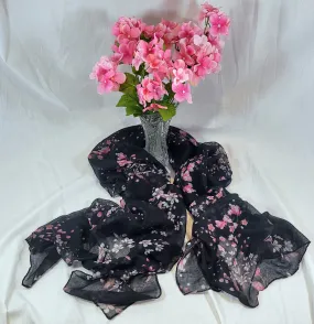 Black and Pink Flower Scarf