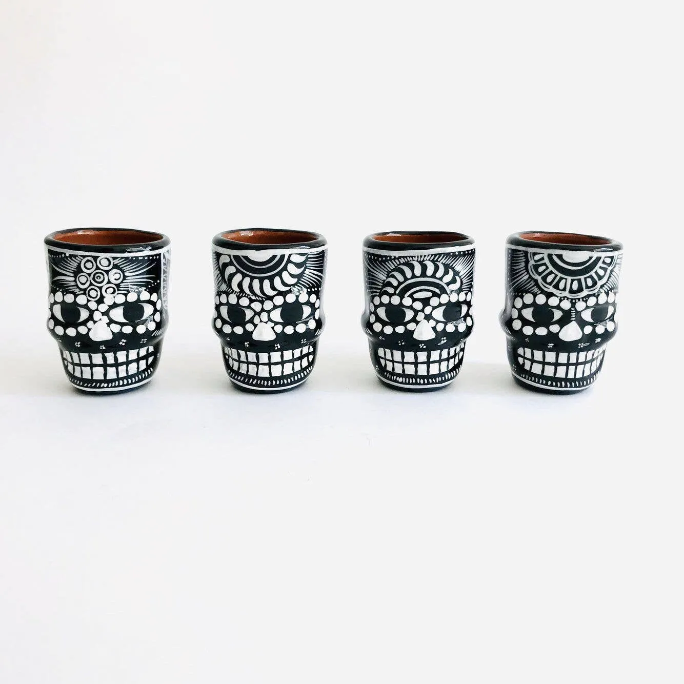 Black And White Painted Skull Shot Glasses (4 Pack)