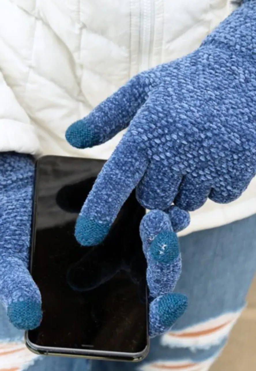 BLACK FRIDAY DEAL: C.C. Dark Denim Chenille Touchscreen Gloves