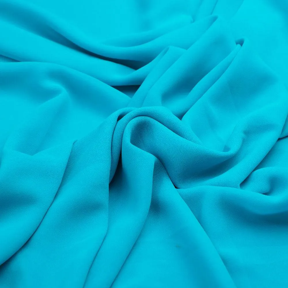 Blue Plain Georgette Solid Fabric