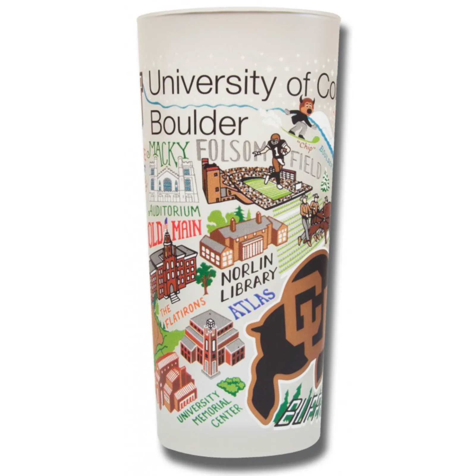 Boulder, University of Colorado Collegiate Frosted Glass Tumbler