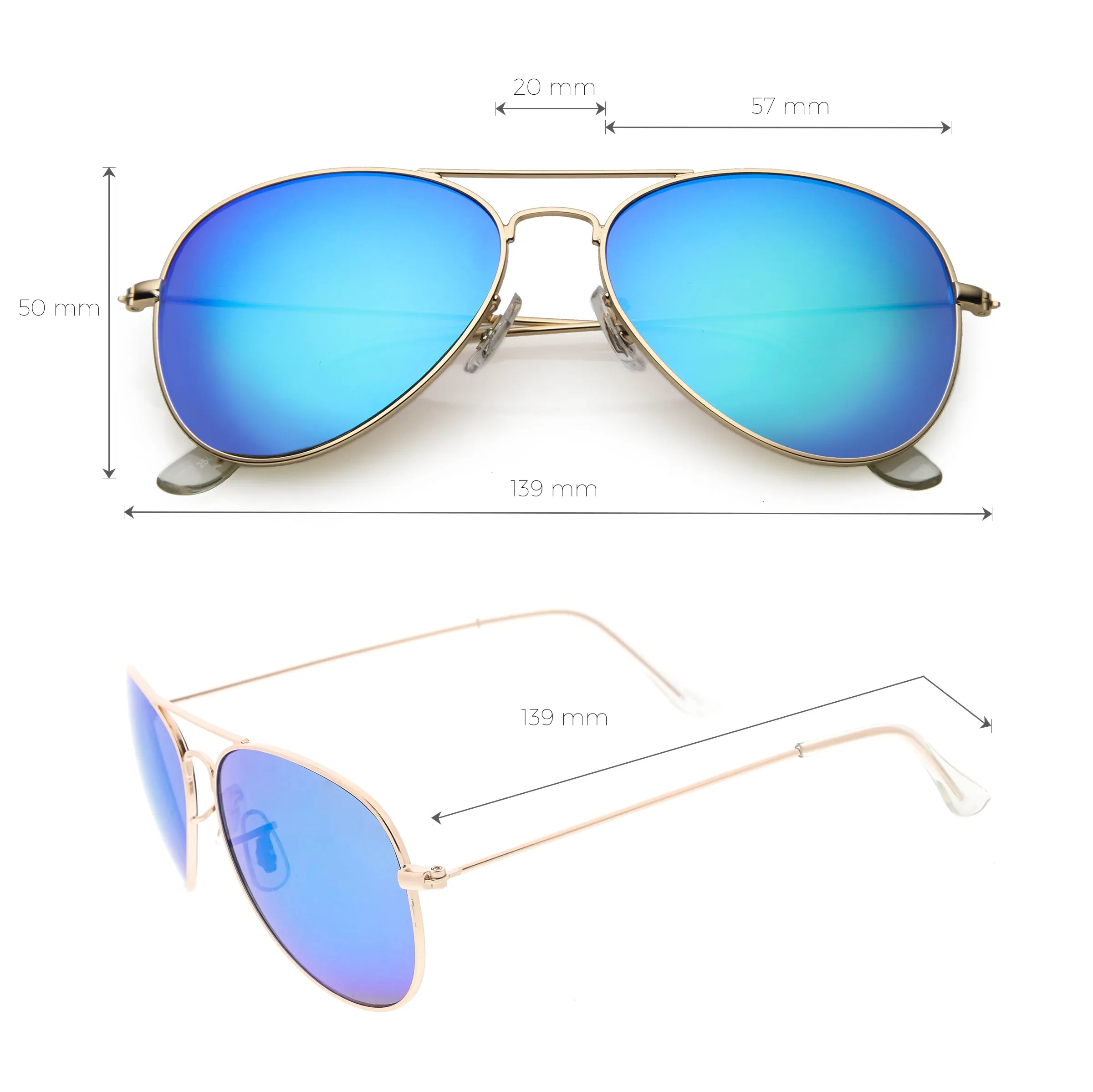 Classic Metal Colored Mirror Lens Aviator Sunglasses C776