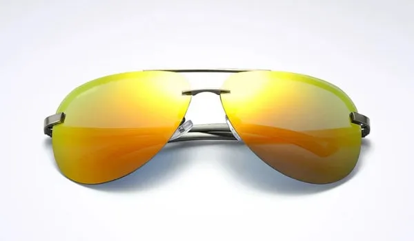 Classy Men Rimless Orange Aviator Sunglasses