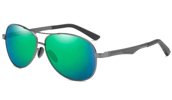 Classy Men Teal Polarized Pilot Sunglasses