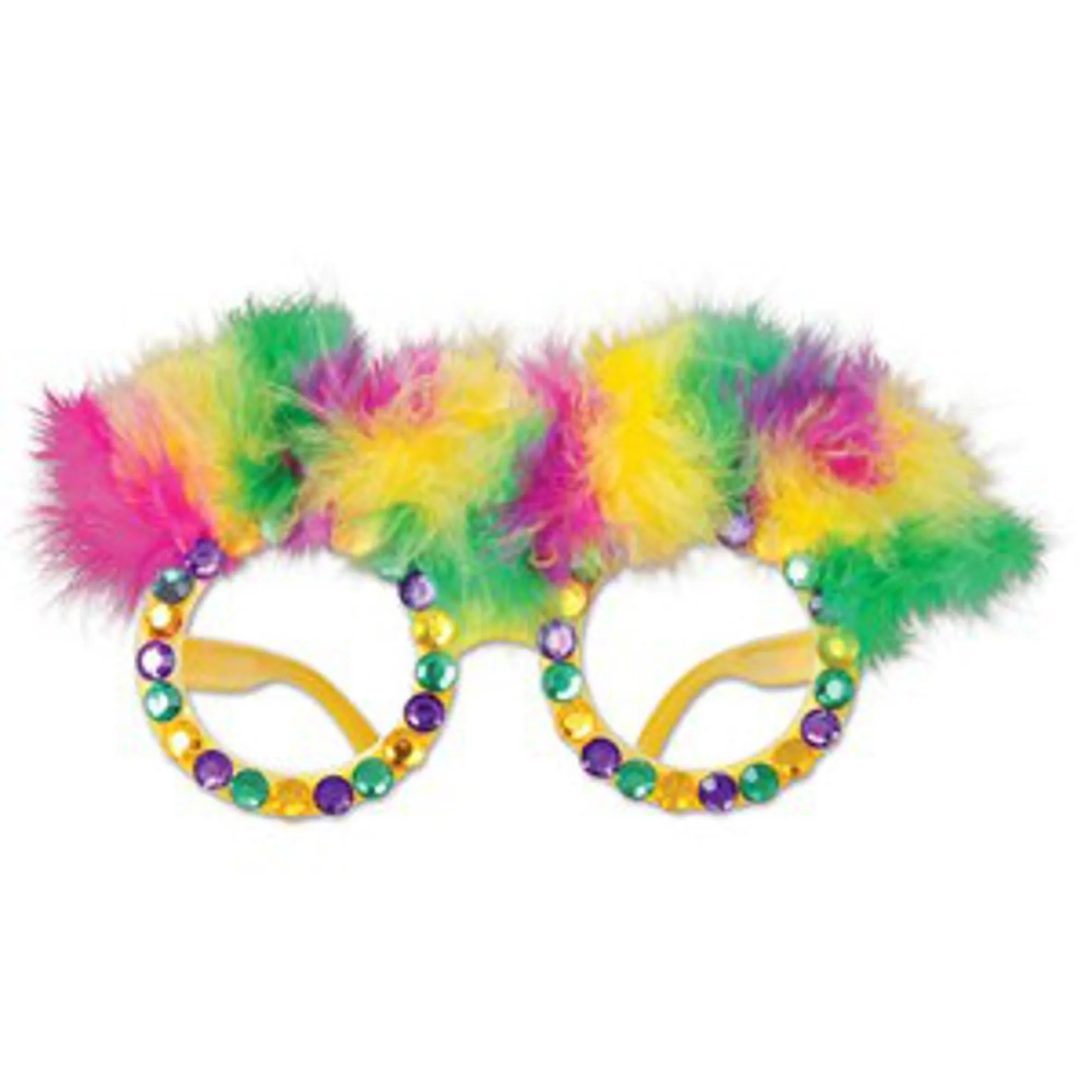 Colorful Feathers And Gems Mardi Gras Glasses