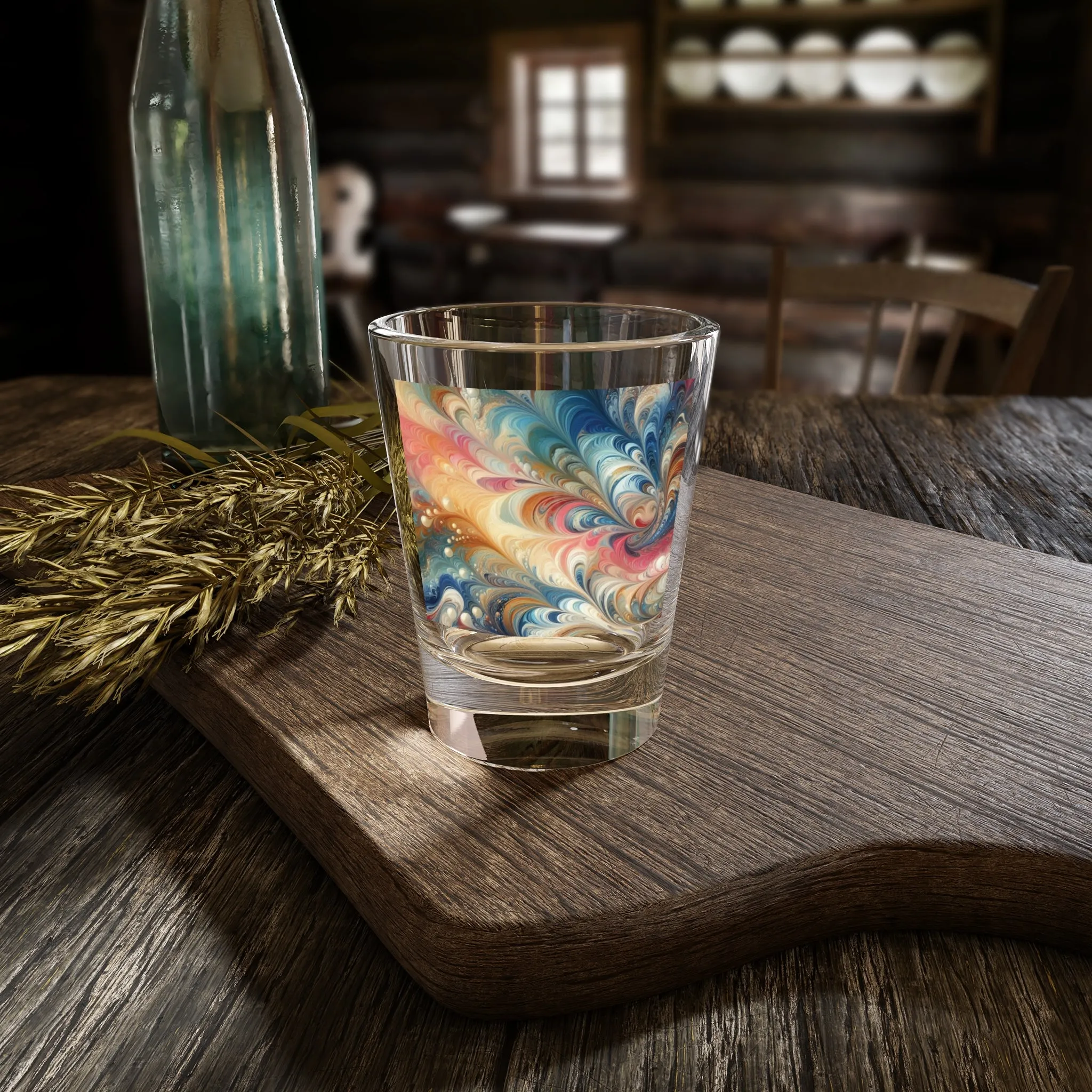 Colorful traditional marbling art Shot Glass, 1.5oz