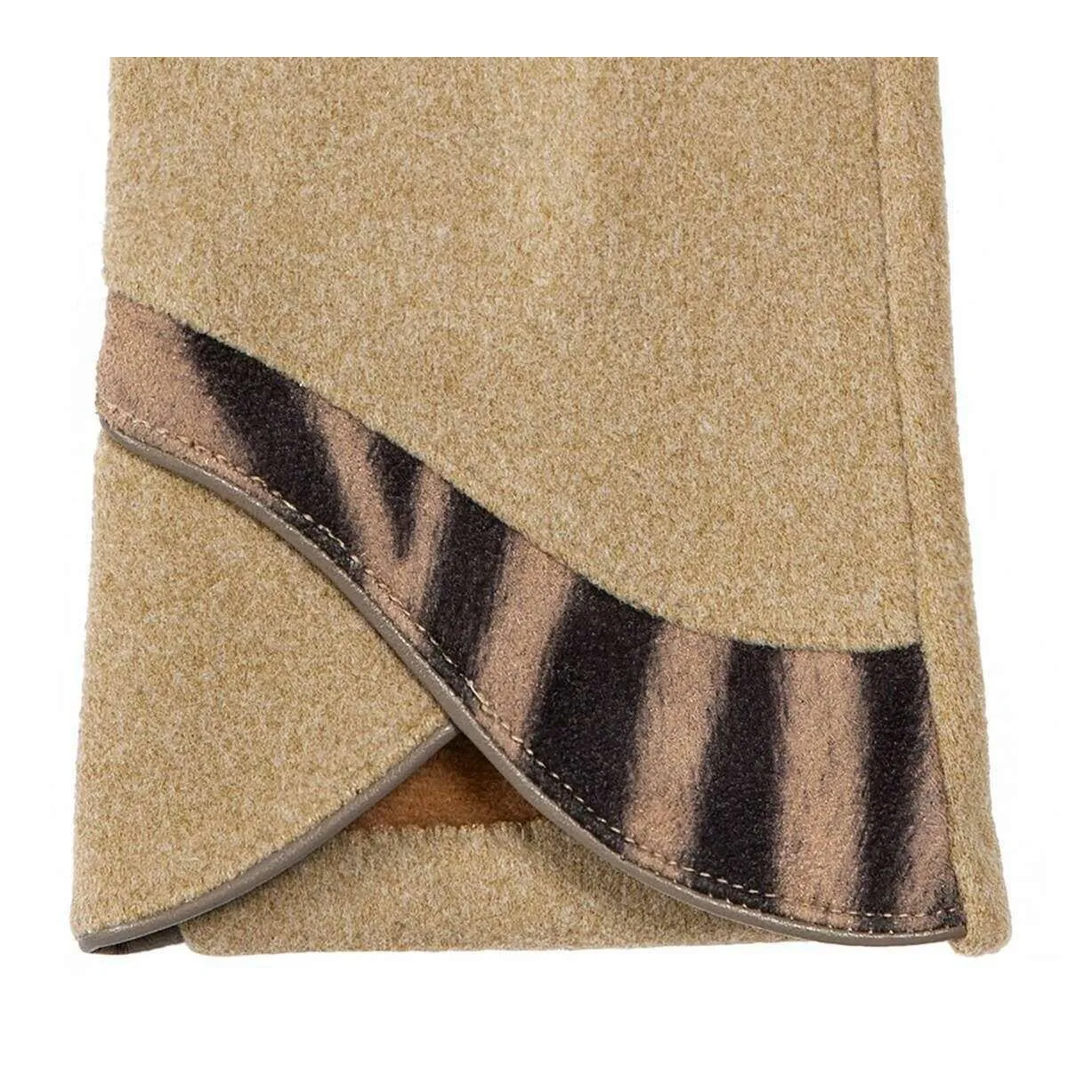 Dents Zebra Print Touchscreen Velour-Lined Gloves - Sand Beige