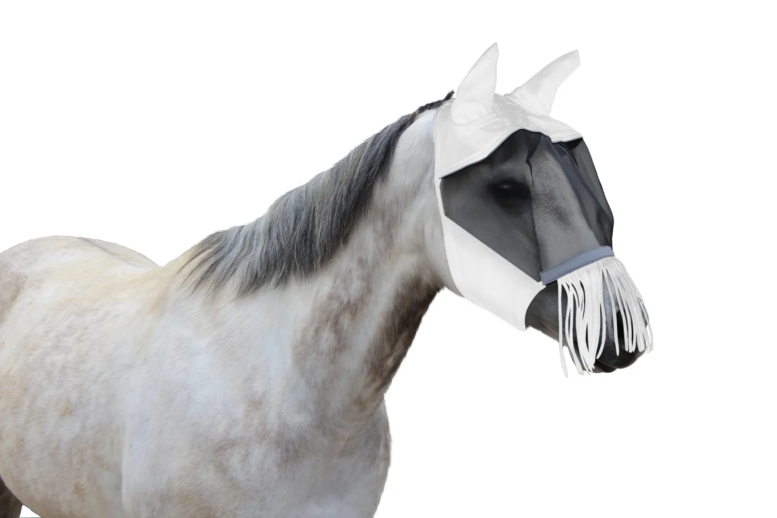 Derby Originals UV-Blocker Premium Reflective Safety Horse Fly Mask with Ears and Nose Fringe with One Year Warranty