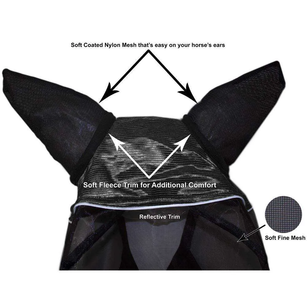 Derby Originals UV-Blocker Premium Reflective Safety Horse Fly Mask with Ears and Nose Fringe with One Year Warranty