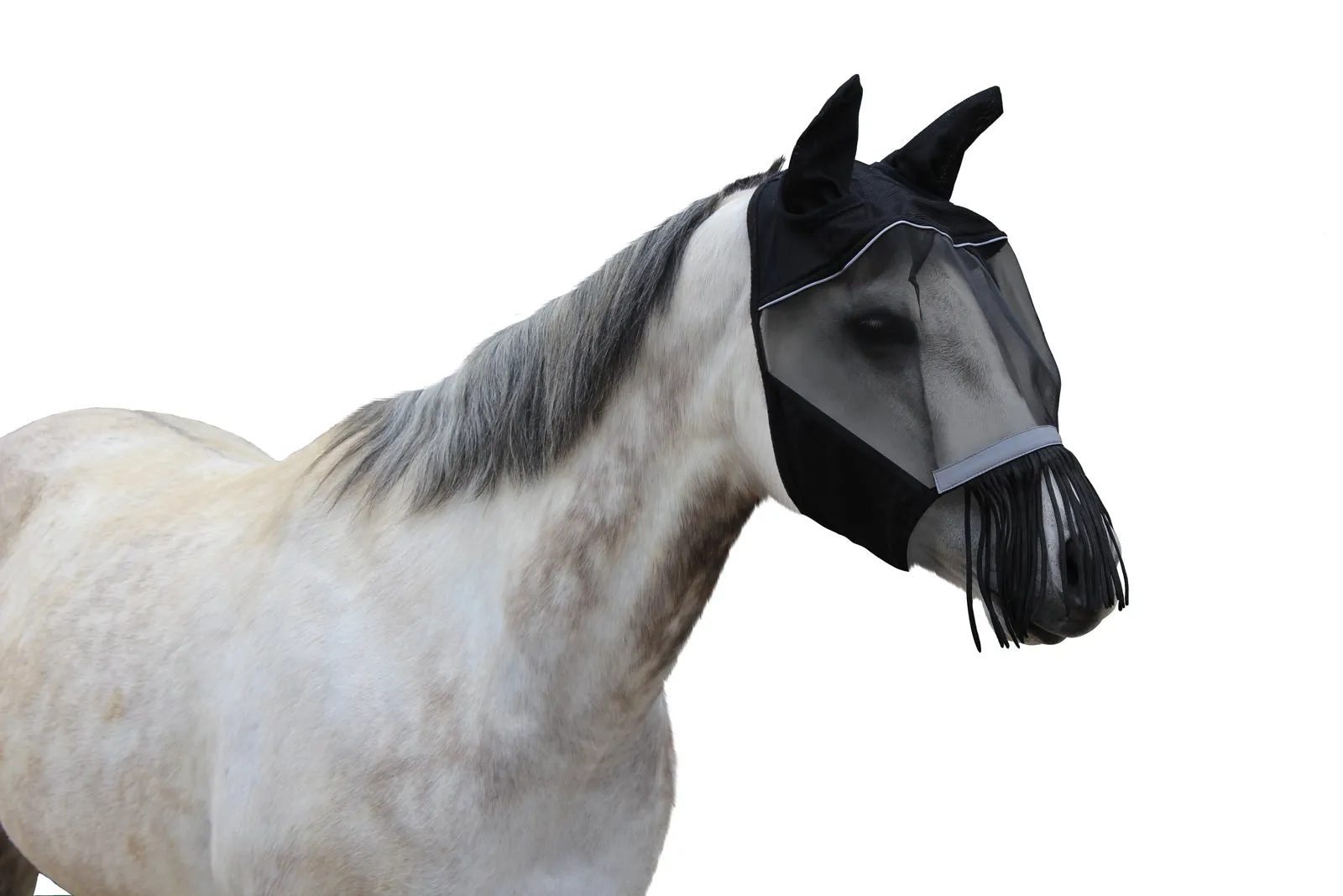 Derby Originals UV-Blocker Premium Reflective Safety Horse Fly Mask with Ears and Nose Fringe with One Year Warranty