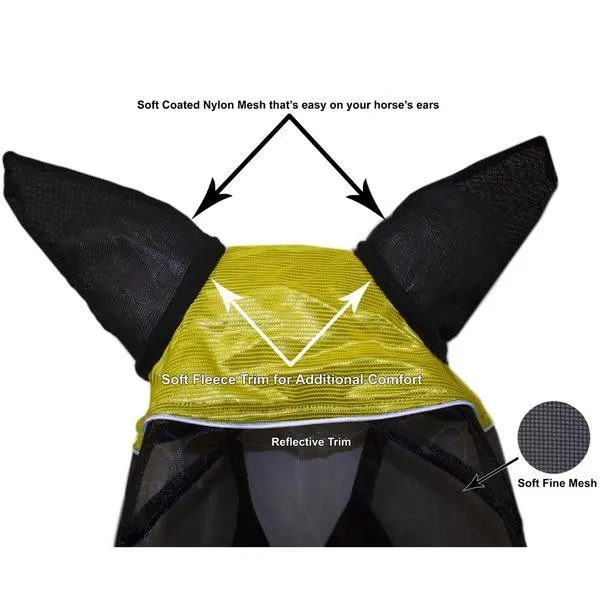 Derby Originals UV-Blocker Premium Reflective Safety Horse Fly Mask with Ears and Nose Fringe with One Year Warranty