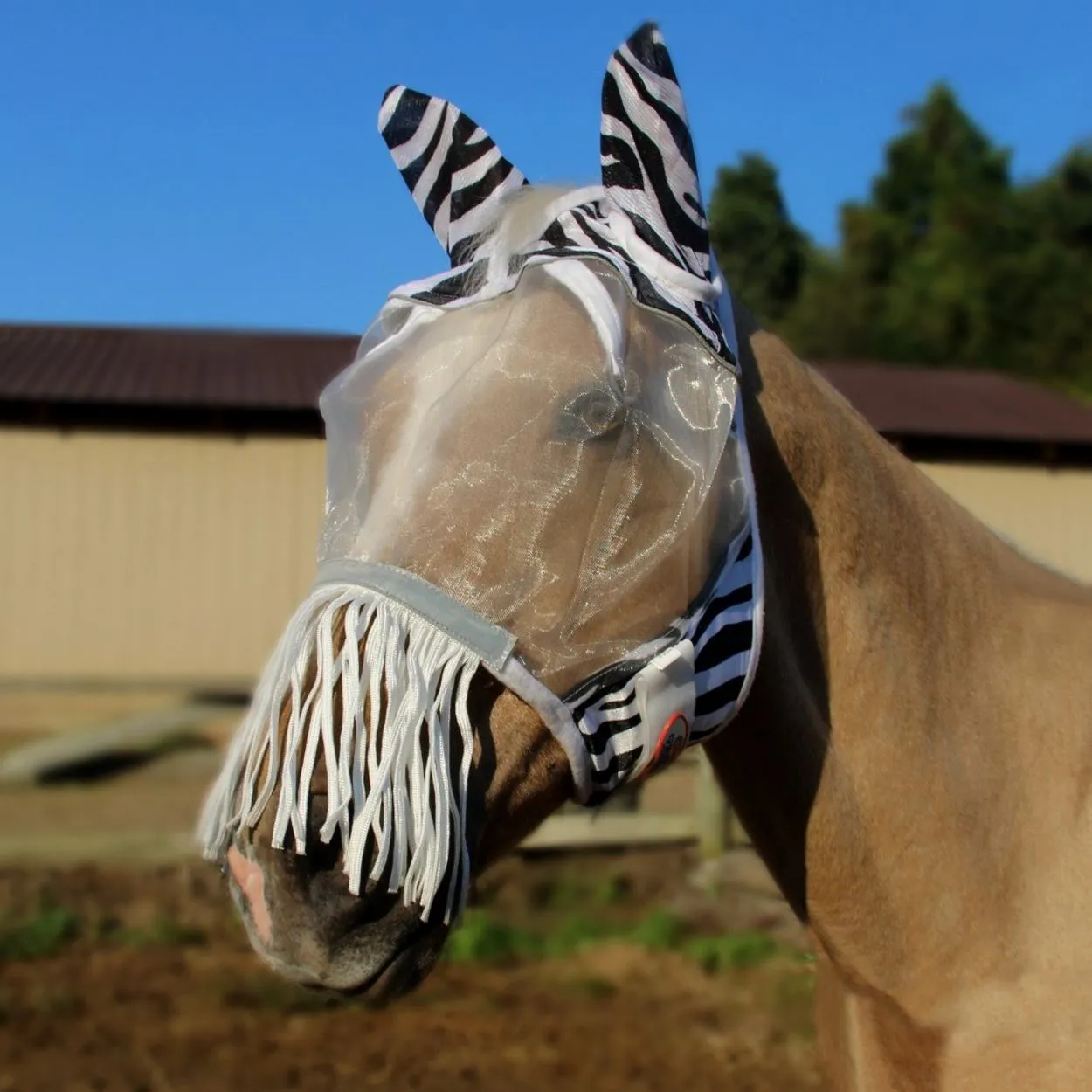 Derby Originals UV-Blocker Premium Reflective Safety Horse Fly Mask with Ears and Nose Fringe with One Year Warranty