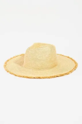 Frayed hem straw hat with adjustable band for large heads