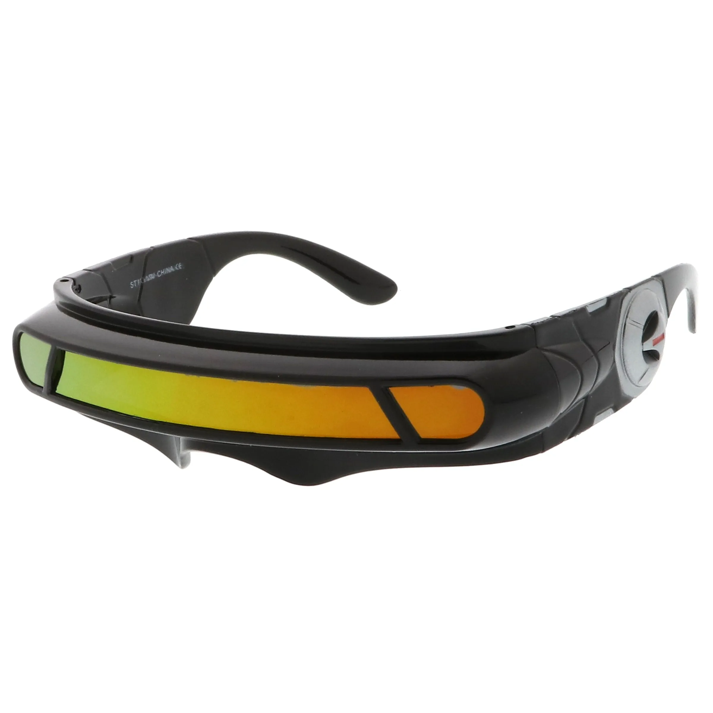 Futuristic Mono Cyclops Mirrored Lens Wrap Shield Sunglasses C024