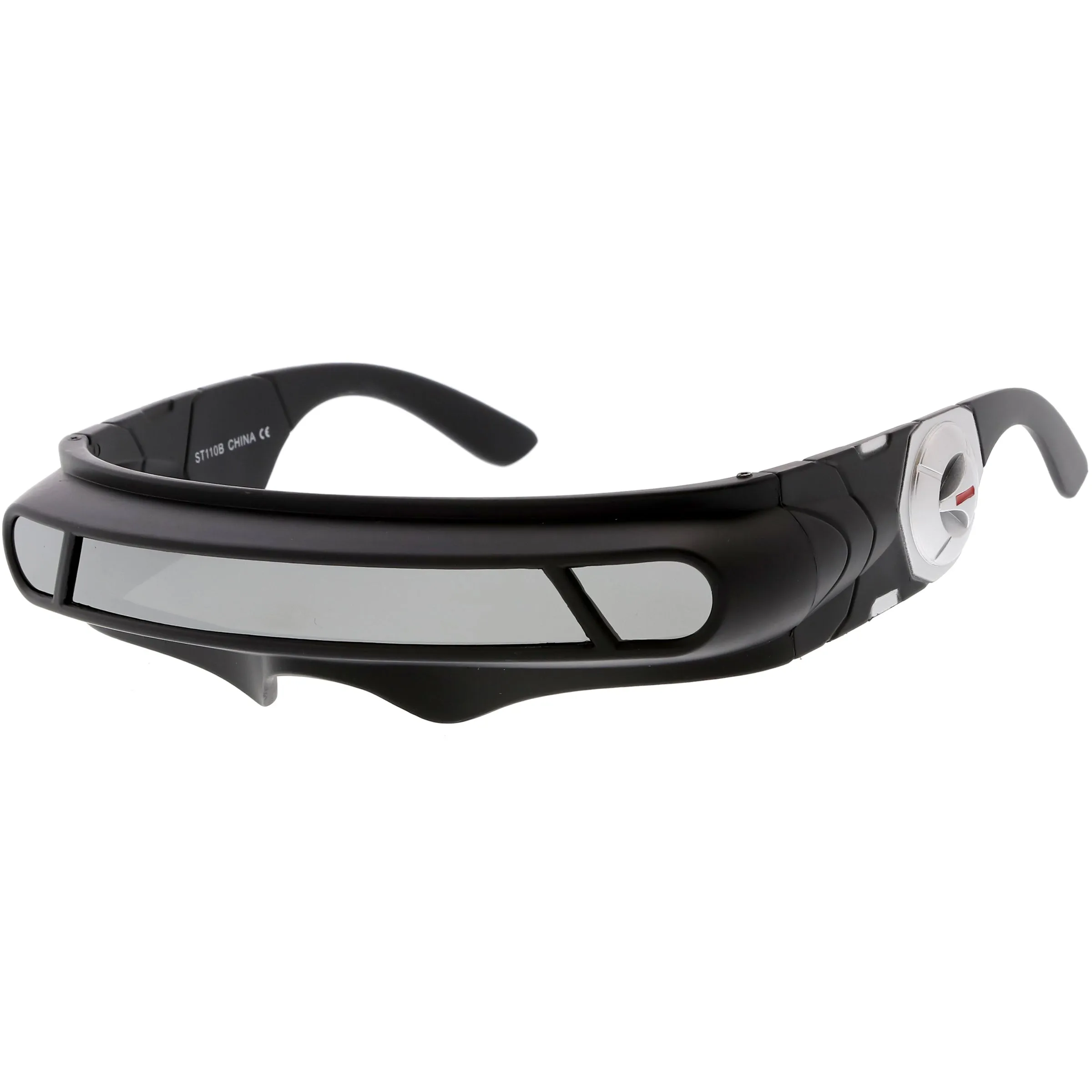 Futuristic Mono Cyclops Mirrored Lens Wrap Shield Sunglasses C024