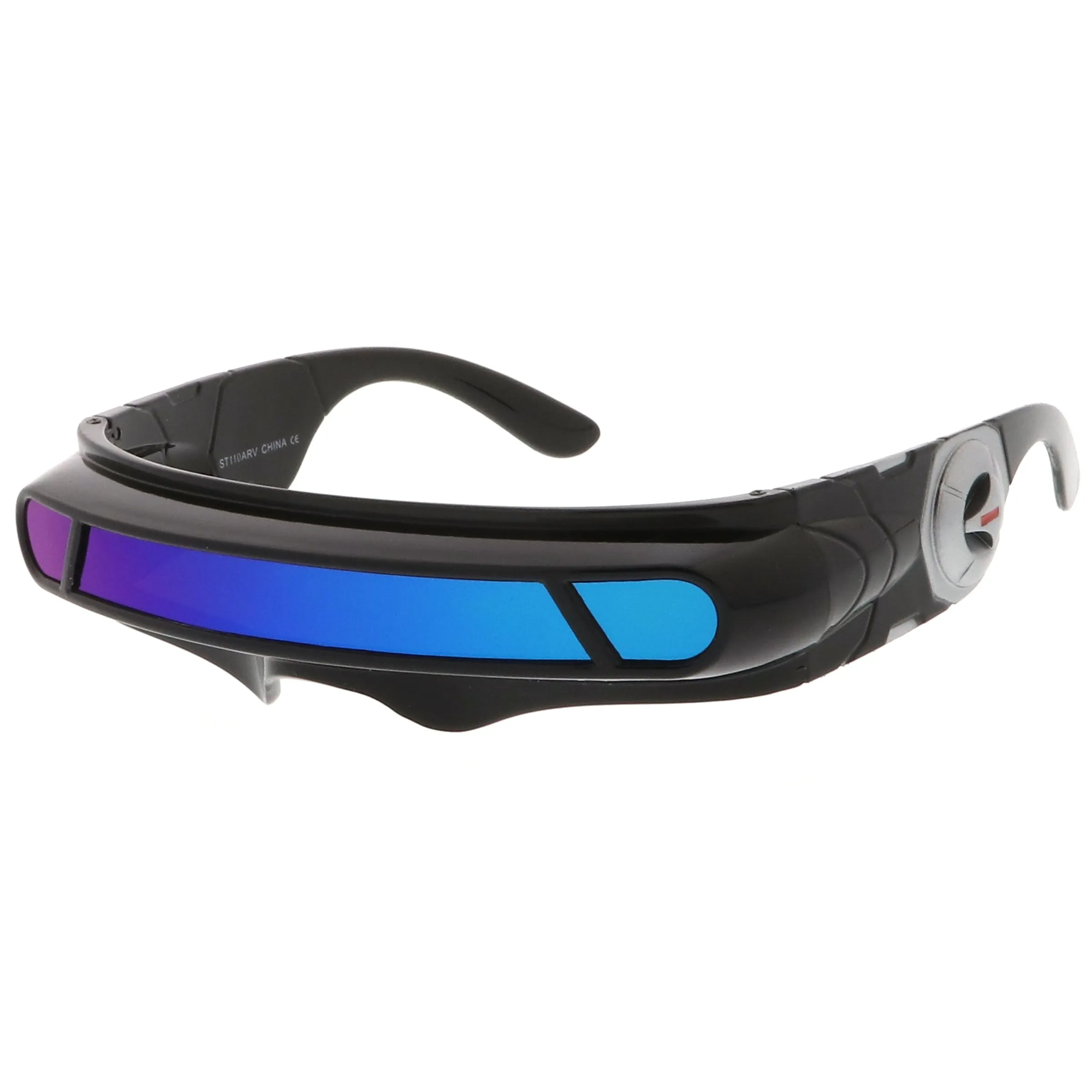 Futuristic Mono Cyclops Mirrored Lens Wrap Shield Sunglasses C024