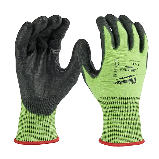 General Purpose Gloves - Milwaukee® High-Visibility Cut Level 5 Polyurethane Dipped Gloves, 12 Pack, 48-73-895B