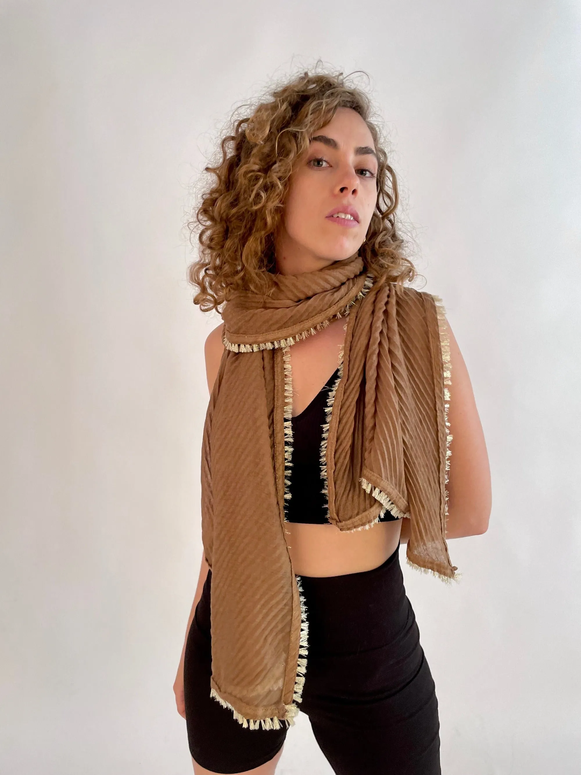 Gold & Ochre Fringed Scarf