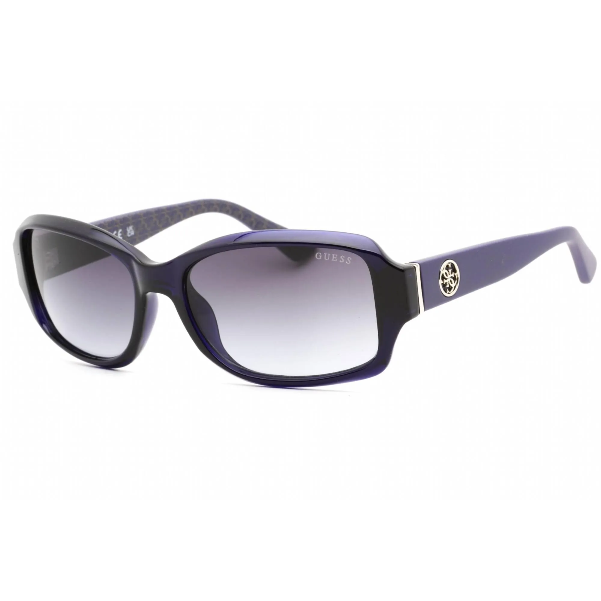 Guess Women's Sunglasses - Smoke Mirror Lens Shiny Blue Rectangular Frame | GU7410 90C