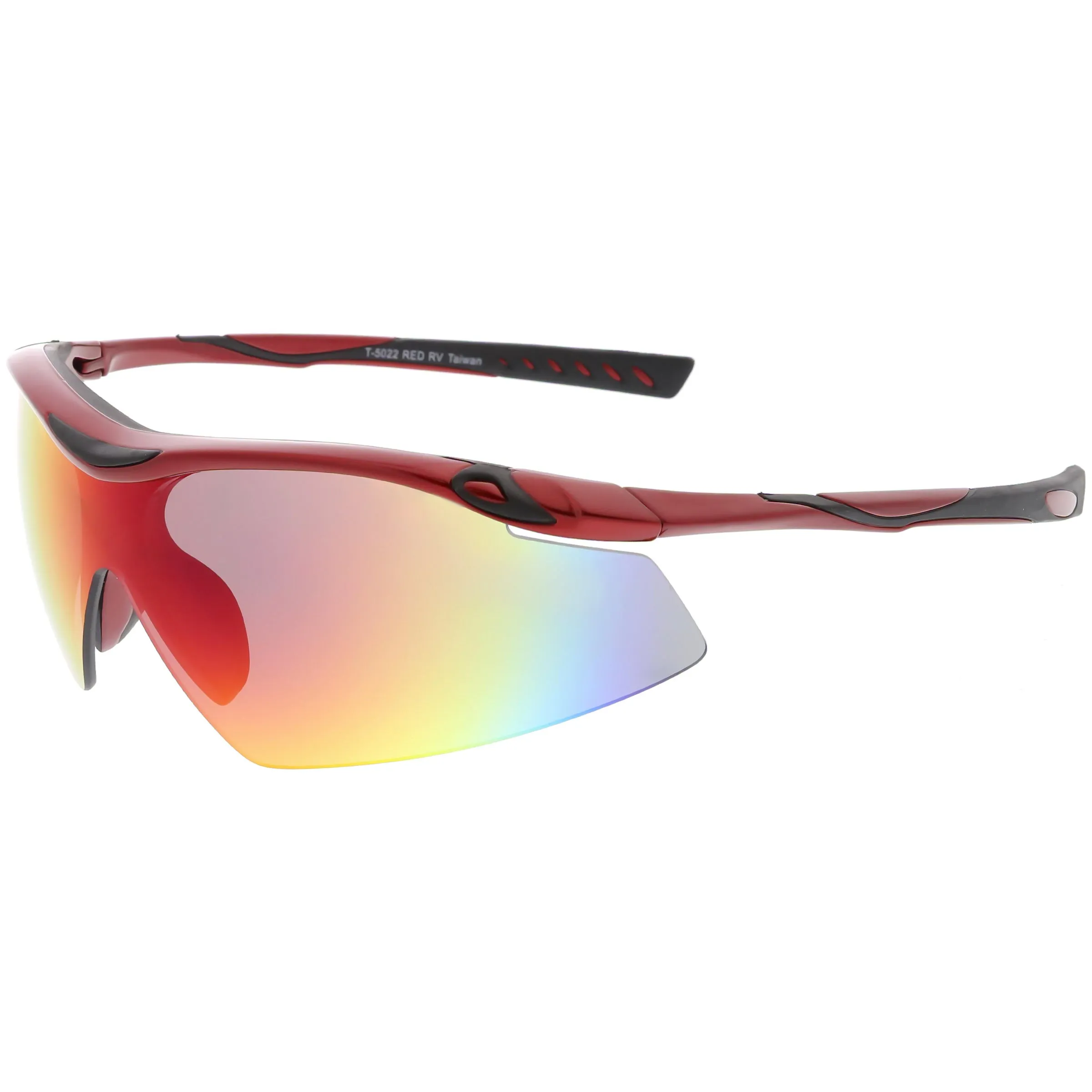 Half Frame Performance Sports Wrap Mirrored Lens Sunglasses C795