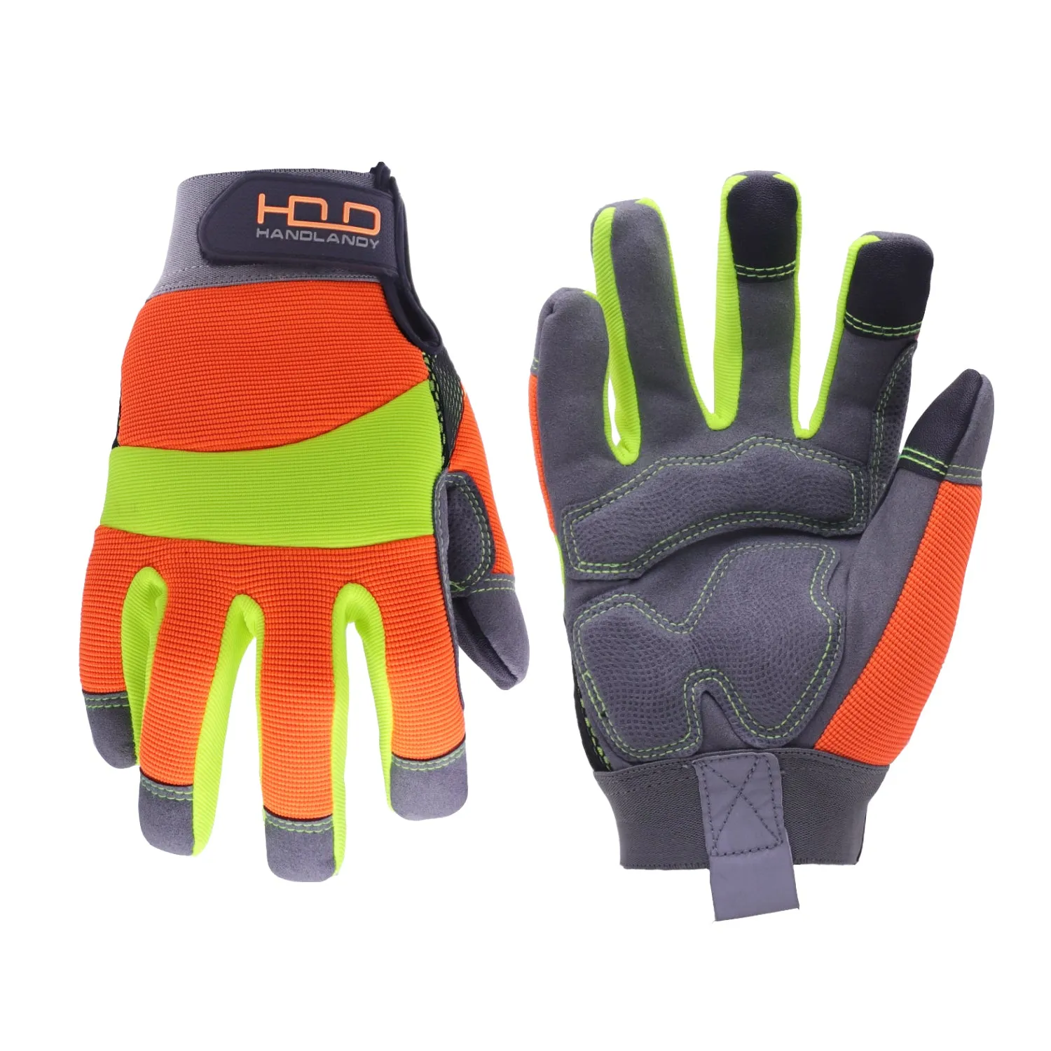 Handlandy Wholesale Men Work Glove Hi-vis Reflective Synthetic Leather Palm 5805 (36/72/120 Pairs)