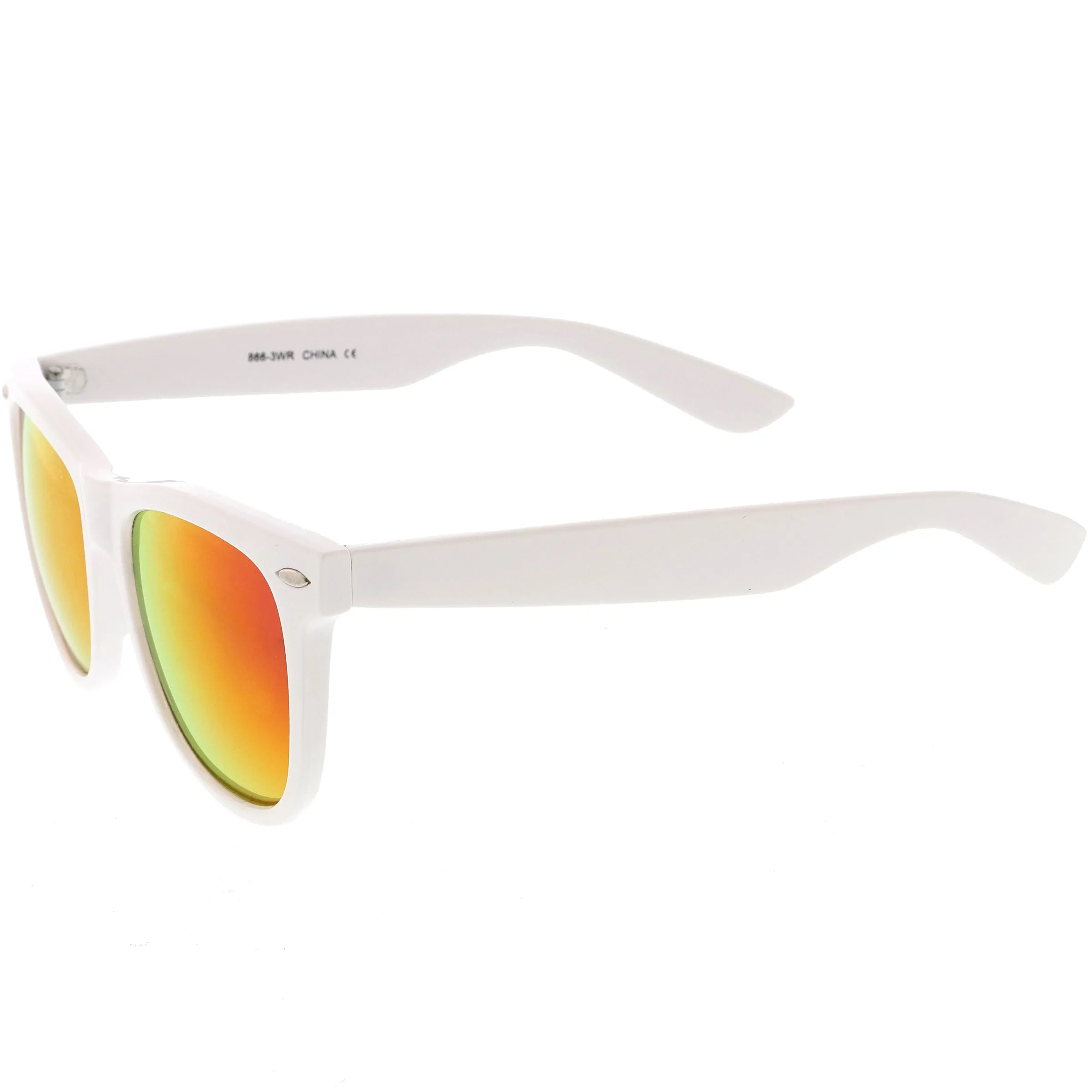 Large Classic Bold White Frame Flash Mirror Lens Horn Rimmed Sunglasses C996