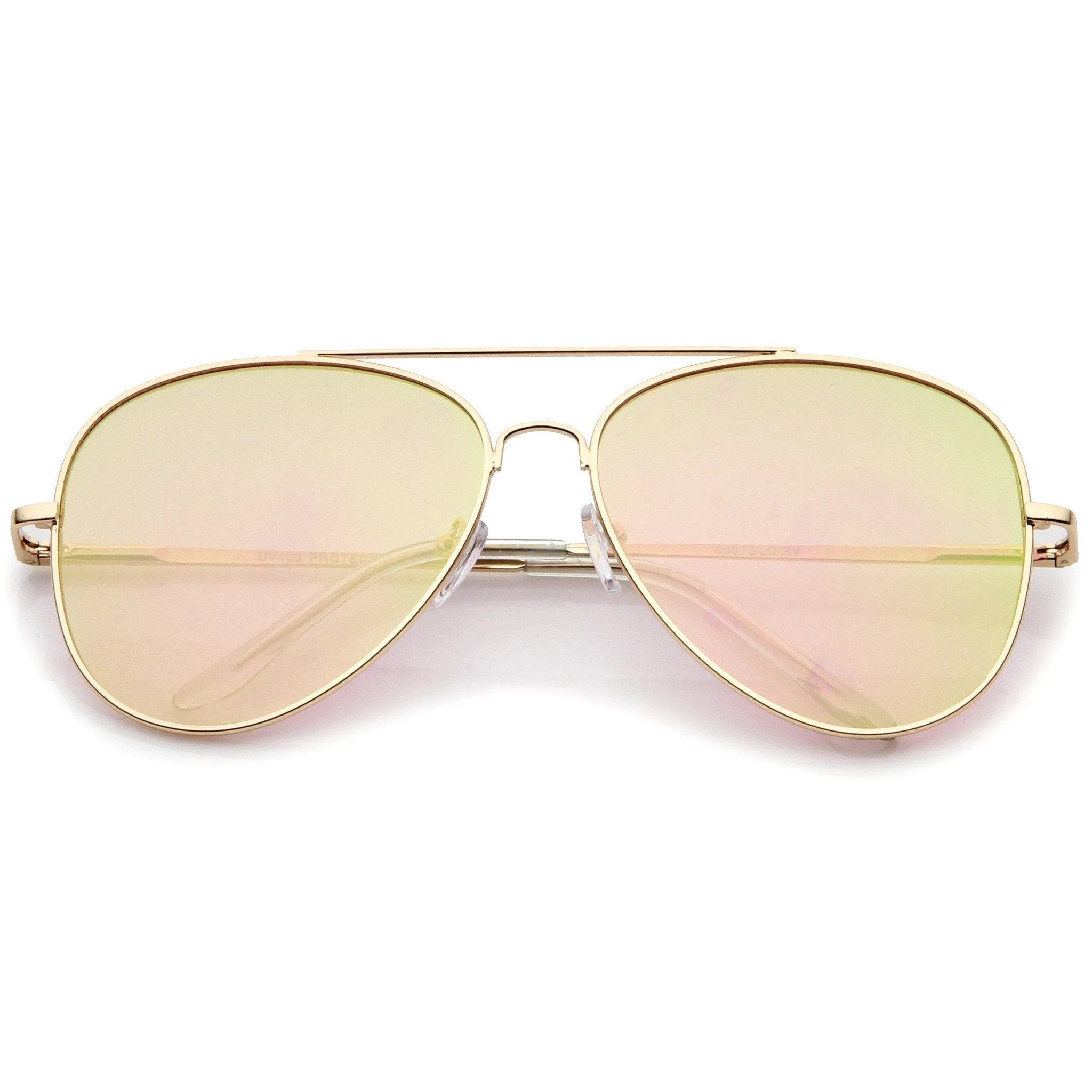 Large Flat Front Mirrored Lens Aviator Sunglasses A485