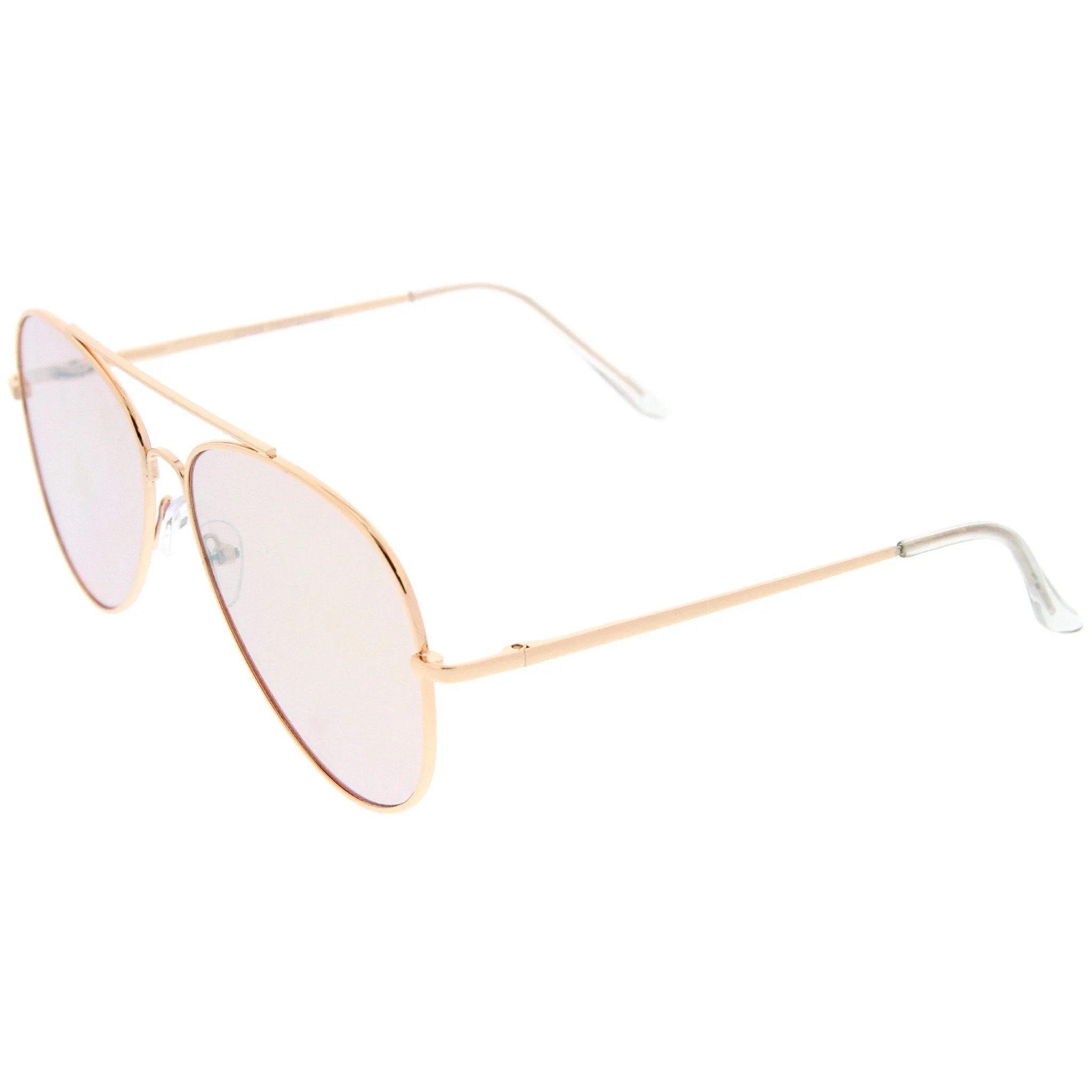 Large Flat Front Mirrored Lens Aviator Sunglasses A485