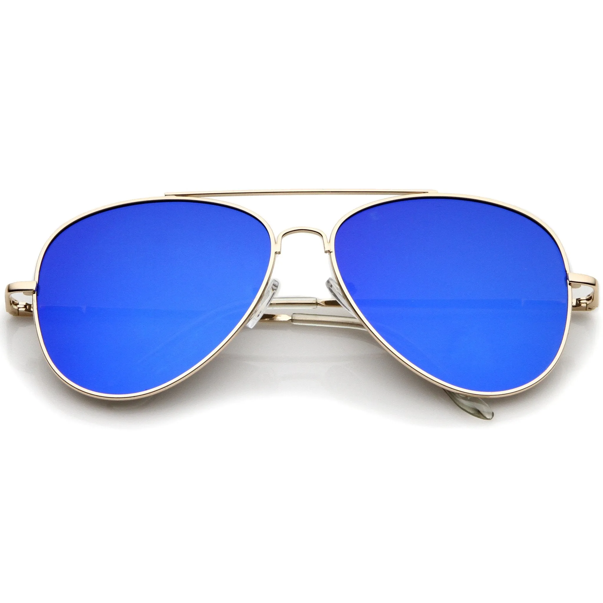 Large Flat Front Mirrored Lens Aviator Sunglasses A485