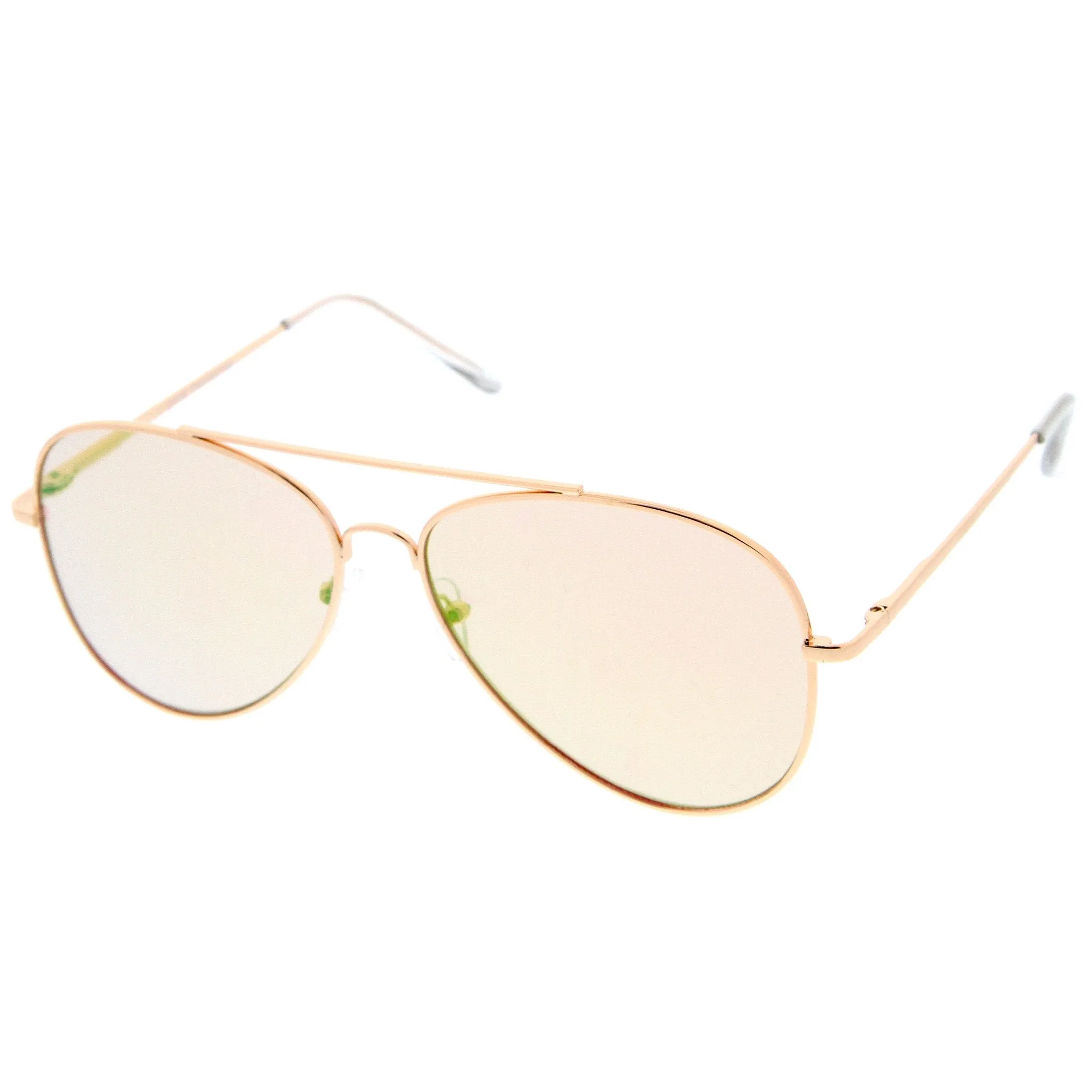 Large Flat Front Mirrored Lens Aviator Sunglasses A485