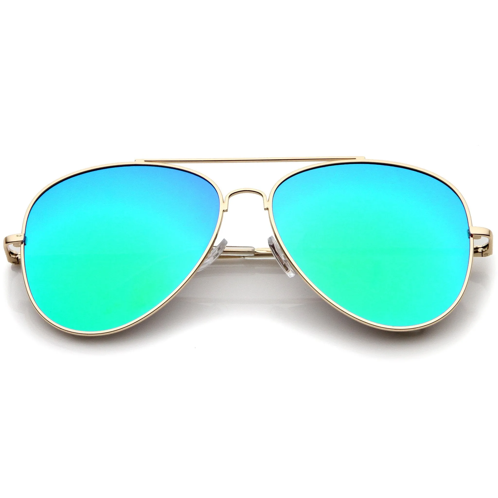 Large Flat Front Mirrored Lens Aviator Sunglasses A485