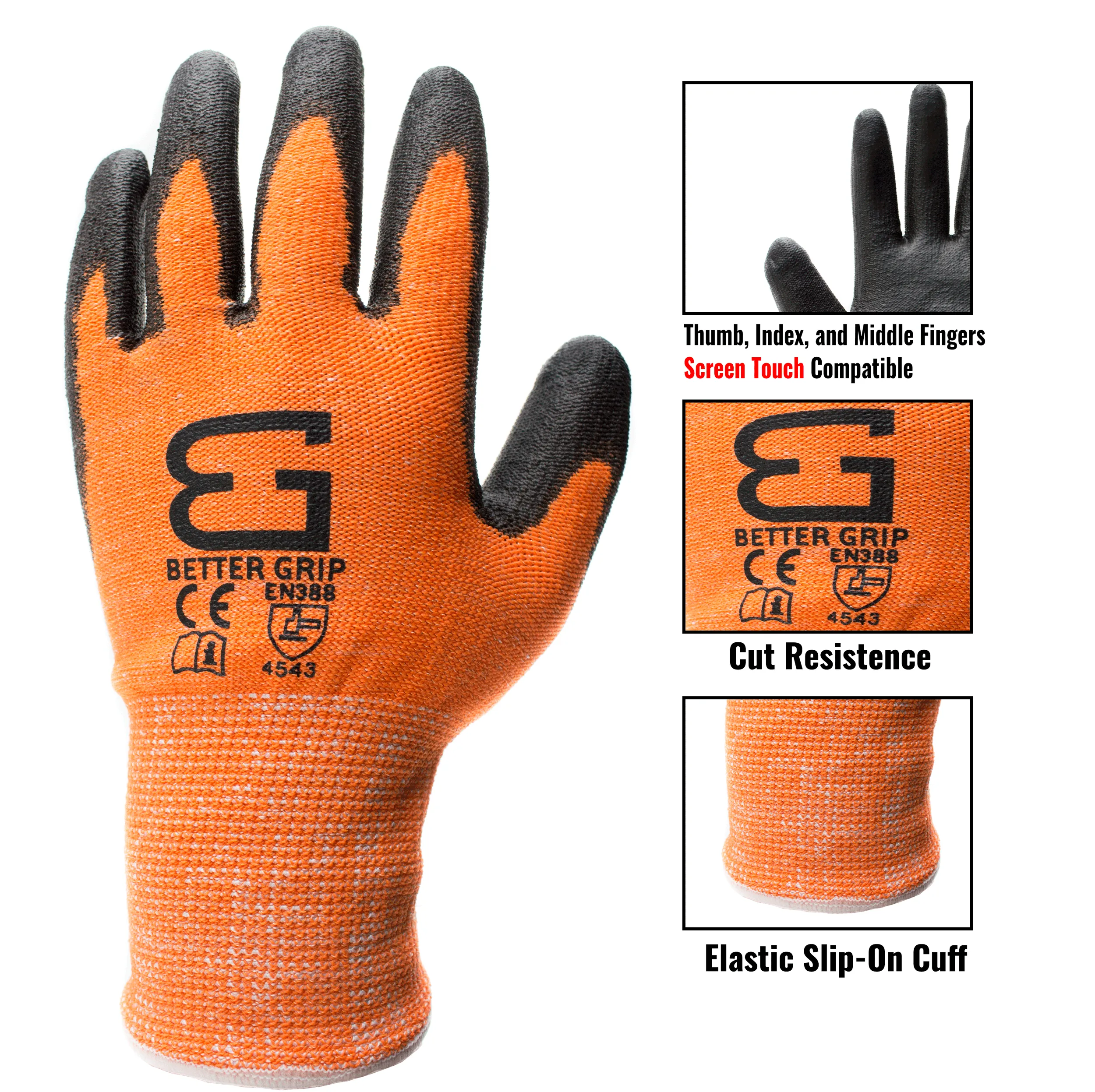 Level 5 Cut Resistant Shell PU Coating Work Gloves for Smart Phone-OR