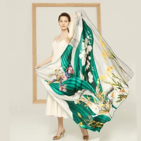 Lily of the Valley Charmeuse Silk Scarf 135