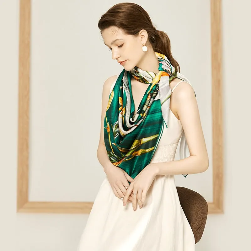 Lily of the Valley Charmeuse Silk Scarf 135