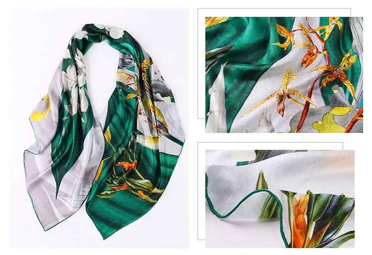 Lily of the Valley Charmeuse Silk Scarf 135