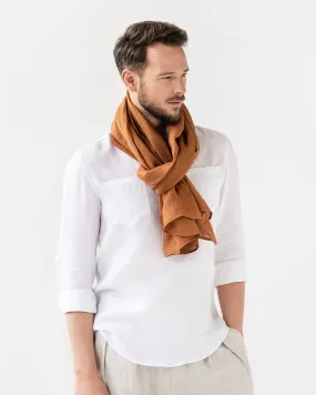 Men's linen scarf in Cinnamon