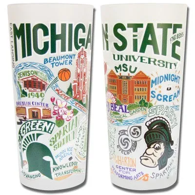 Michigan State Collegiate Frosted Glass Tumbler