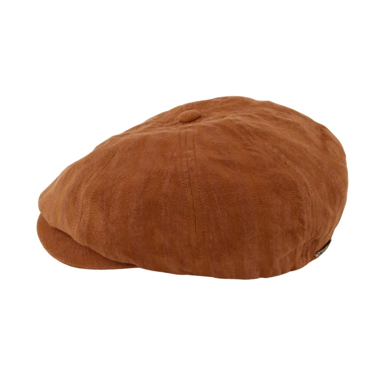 Mossant Paris Louis Linen Newsboy Cap - Caramel