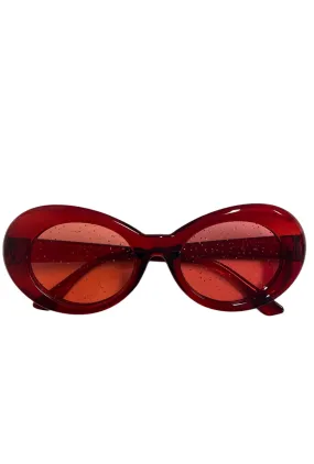 Red Glitter Cobain Style Glasses