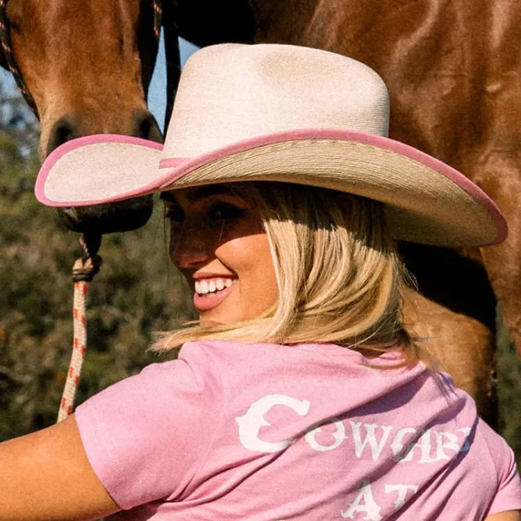 Ringers Western Sterling Straw Hat - Natural/Pink