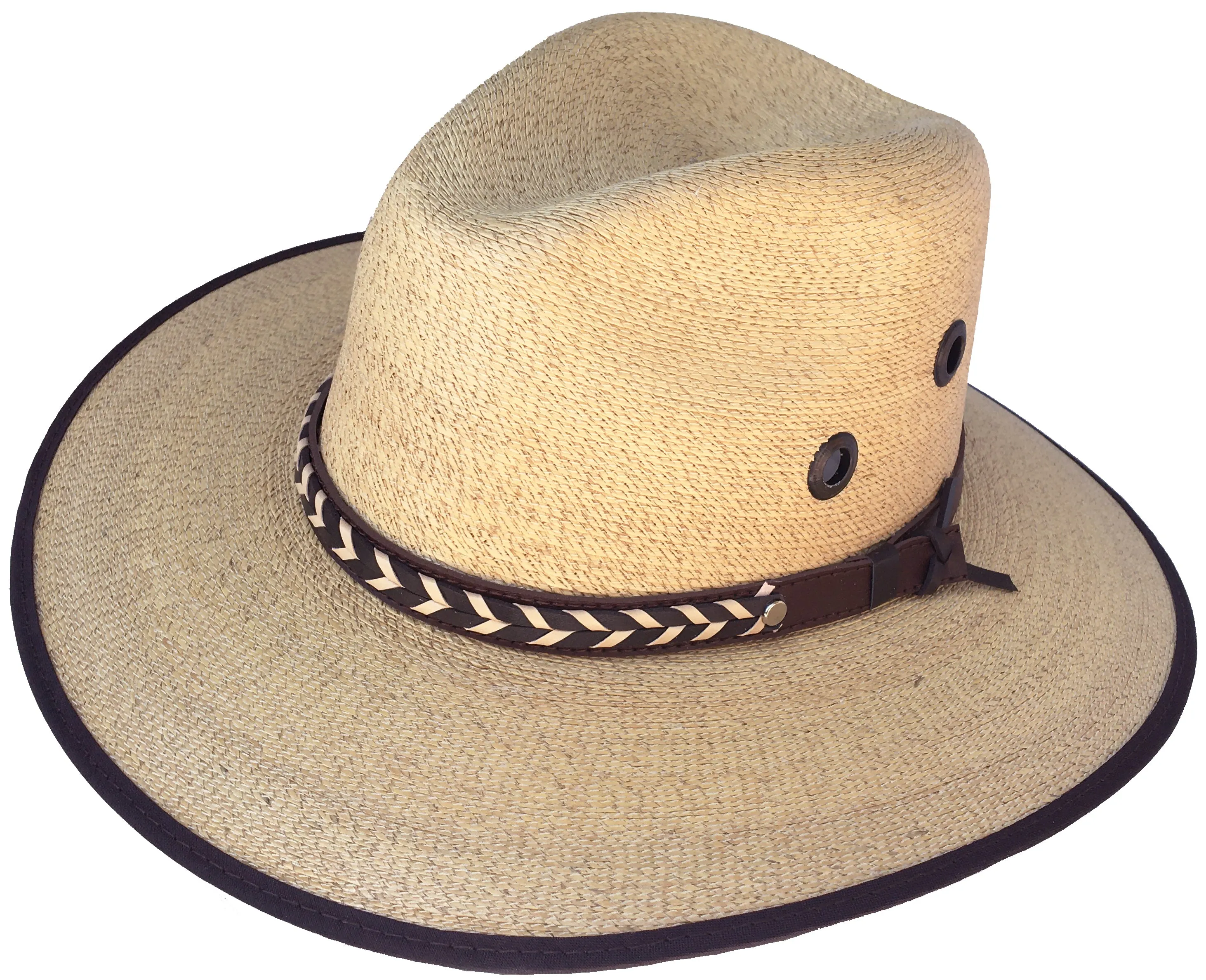 Sahuayo Palm Straw Safari Crown Vaquero Western Hat