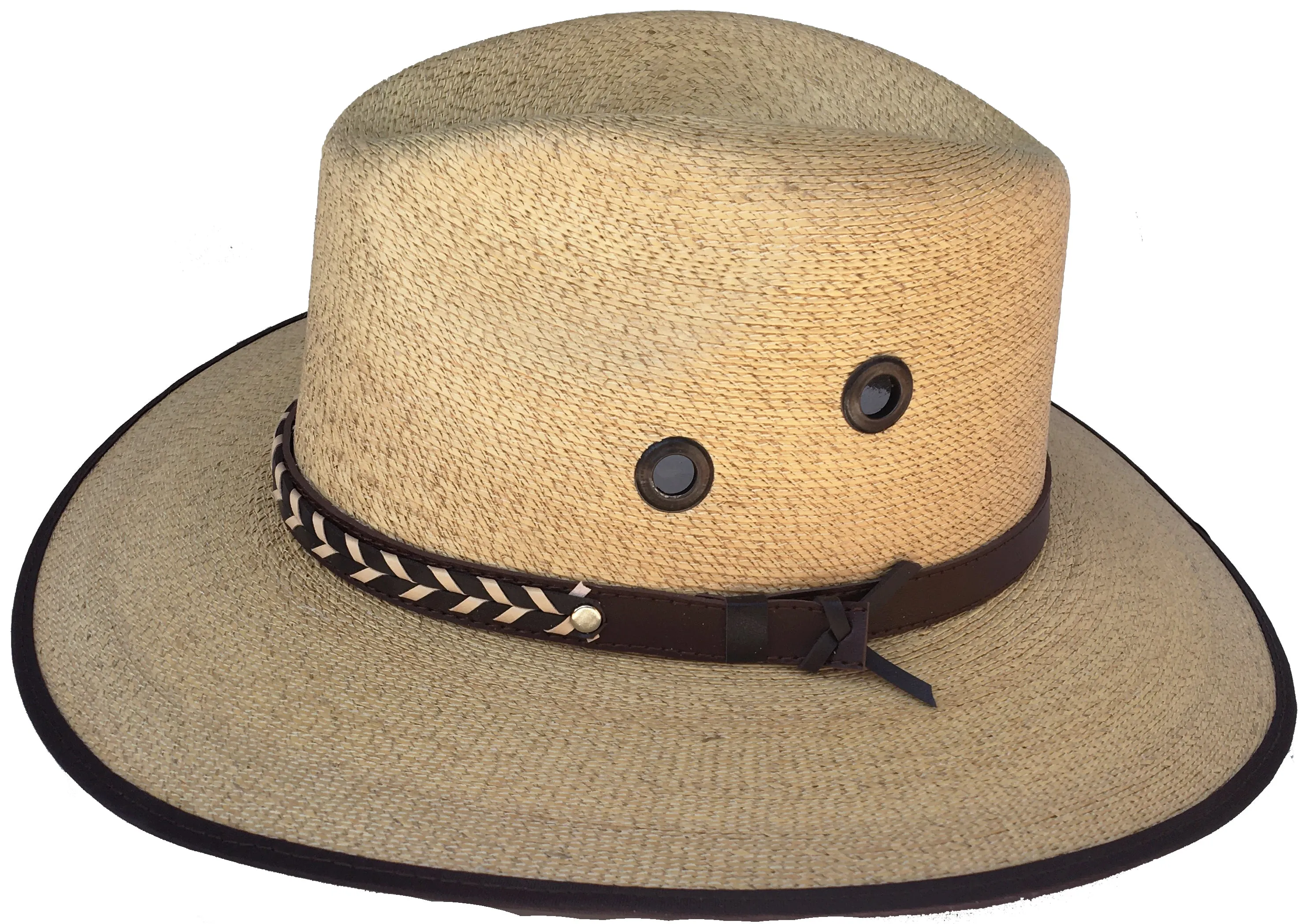 Sahuayo Palm Straw Safari Crown Vaquero Western Hat