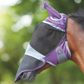 Shires Deluxe Fly Mask With Ears & Nose - Purple