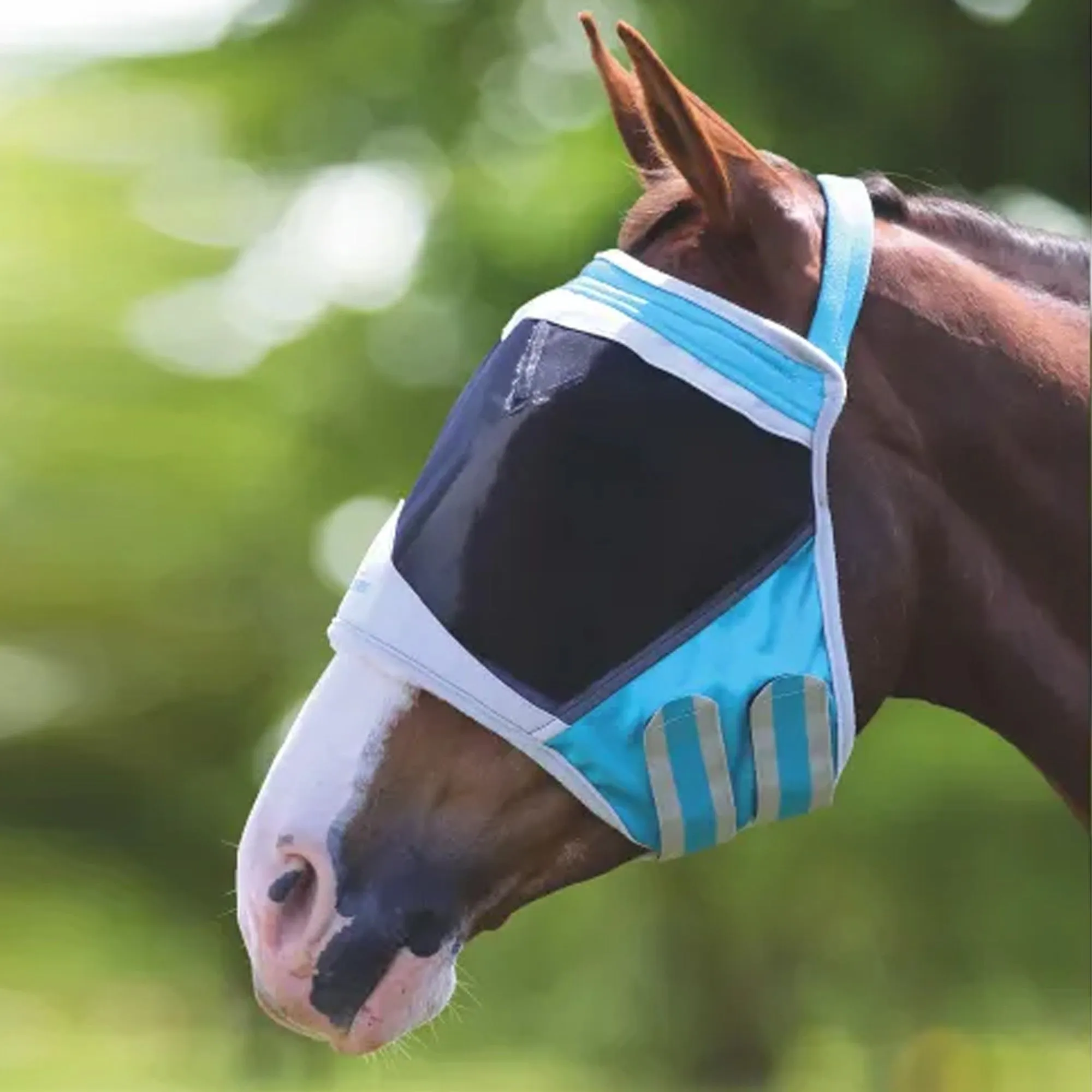 Shires Fine Mesh Earless Fly Mask - Teal