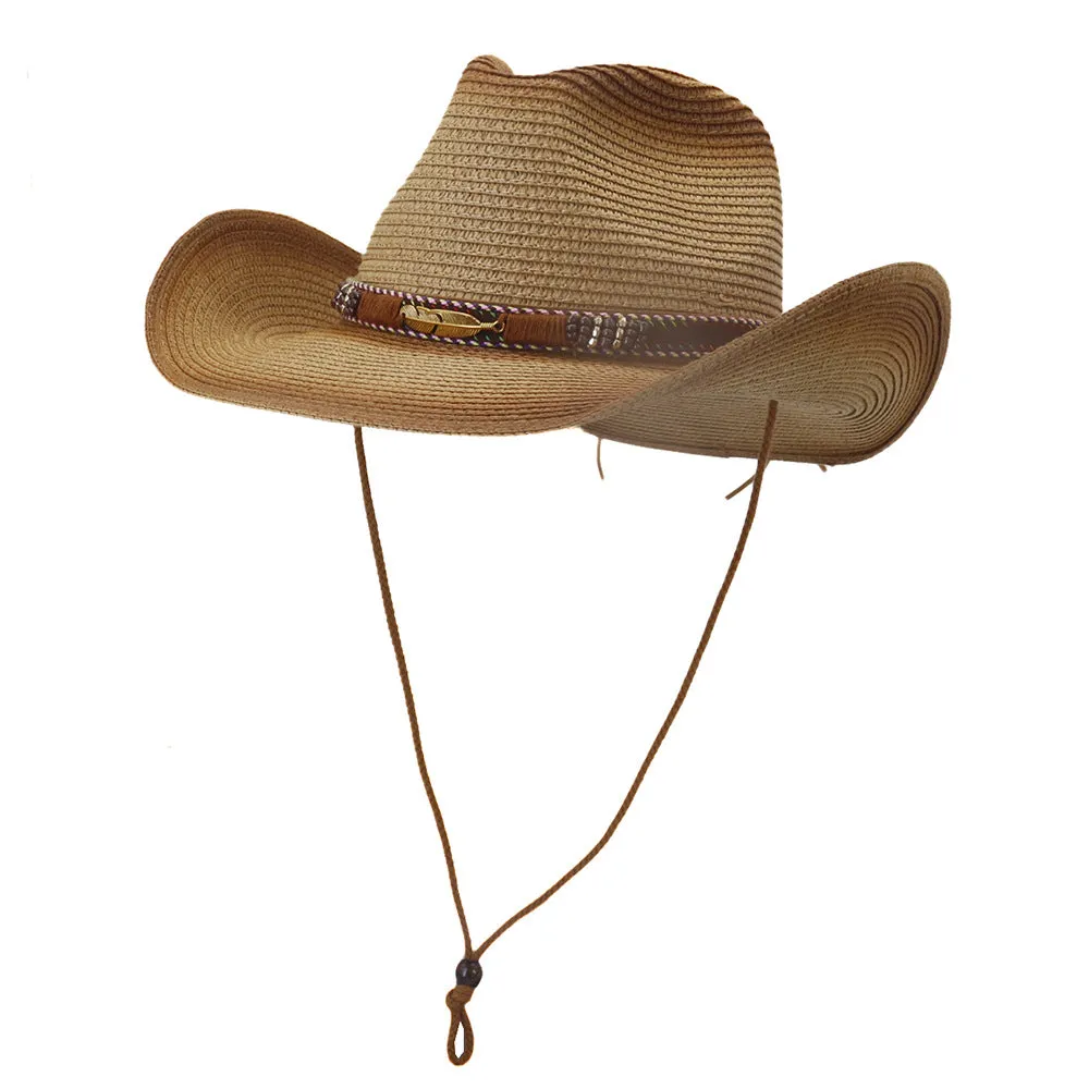 Straw Cowboy Hats Men Women Straw Cowboy Hat Beach Hat