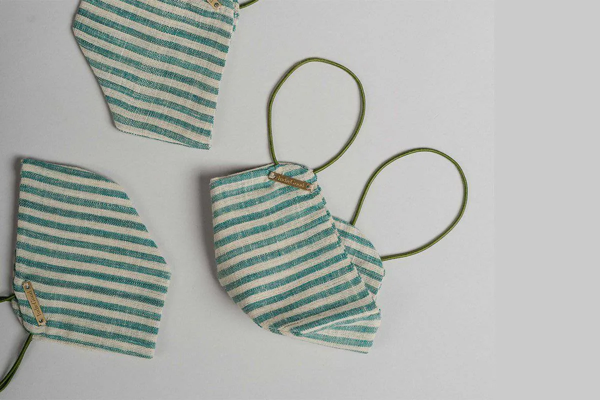 The Handloom Mask - Green Stripe