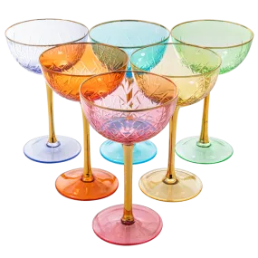 The Wine Savant - Gold Rim Colorful Art Deco Coupe Glasses