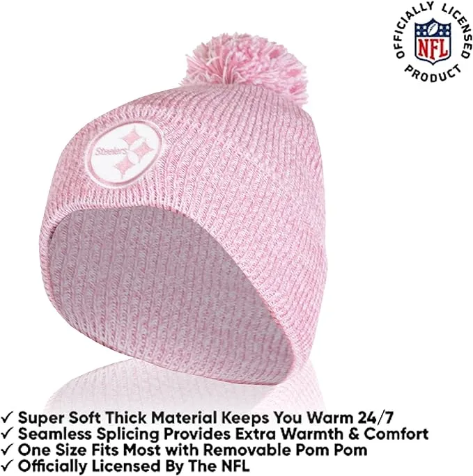 Ultra Game Adults Unisex NFL Official Super Soft Winter Beanie Knit Hat with Extra Warm Touch Screen Gloves|Pittsburgh Steelers